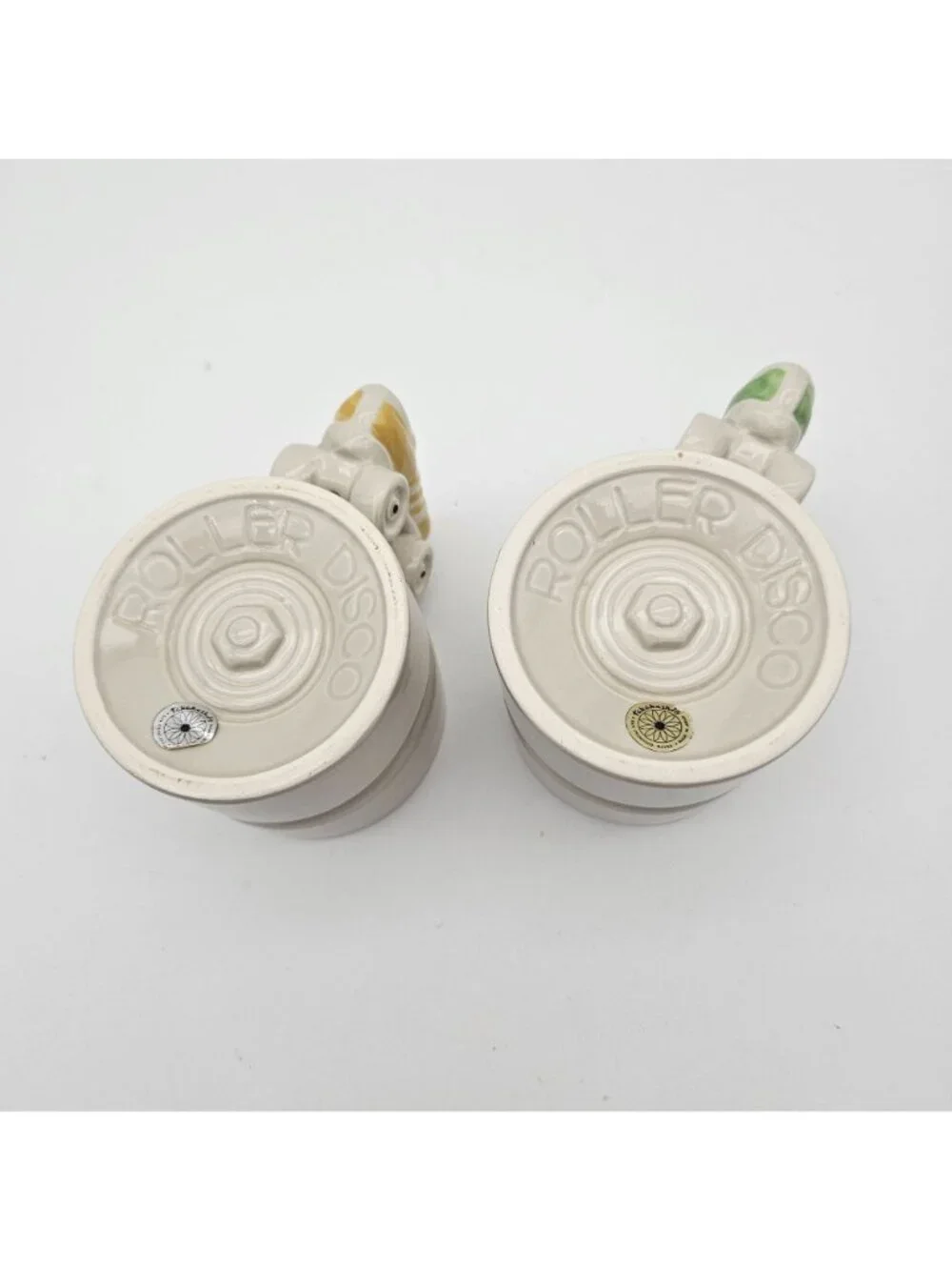 Vintage Takahashi Roller Disco Ceramic Mugs Set of 2 Roller Skates Roller Derby